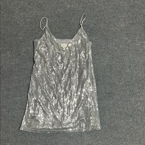 a new day Silver Sequin V-Neck Tank Top